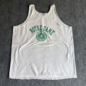 Vintage Champion Notre Dame Fighting Irish Tank Top Mens White Large USA Made